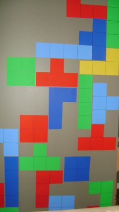 the wall is made up of different colored blocks