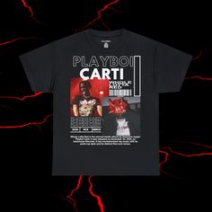 Playboi Carti T-Shirt Hiphop Shirt Whole Lotta Red Tshirt fan made shirt WLR Die Lit Narcissist 999| this Playboi Carti tee is a must-have!  ⚡PRODUCT DETAILS & SIZING⚡ The unisex heavy cotton tee is the basic staple of any wardrobe. It is the foundation upon which casual fashion grows. All it needs is a personalized design to elevate things to profitability. The specially spun fibers provide a smooth surface for premium printing vividity and sharpness. No side seams mean there are no itchy interruptions under the arms. The shoulders have tape for improved durability. ⚡SHIPPING AND PRODUCTION TIME⚡ 4-7 Days (depends on Location) ⚡CARE INSTRUCTIONS⚡ Machine wash: warm (max 40C or 105F); Non-chlorine: bleach as needed; Tumble dry: medium; Do not iron; Do not dryclean. ⚡HOW TO ORDER⚡ * Choose Trendy Red T-shirt For Streetwear, Red Hip Hop T-shirt With Graphic Design, Hip Hop Graphic Print Crew Neck T-shirt, Pop Culture Graphic Print Crew Neck Shirt, Red Graphic Print Band Merch Tops, Pop Culture Streetwear Shirt With Letter Print, Pop Culture Fan Merchandise Tops With Text Print, Hip Hop Crew Neck Top With Front Print, Graphic Tee With Logo Print For Fan Merchandise