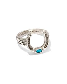 Noble Vintage Gold Horseshoe Cocktail Ring in Variegated Dark Teal Magnesite | Kendra Scott Cute Country Gifts, Country Jewelry Rings, Cowgirl Wedding Rings, Cute Western Rings, Western Style Rings, Turquoise Rings Western, Silver And Turquoise Jewelry, Western Gift Ideas, Horse Shoe Ring