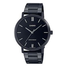 Men's CASIO Dress Series Classic Minimalistic Exquisite Fashion Watch Tri-Fold Buckle 40mm Waterproof Stainless Steel Strap Mens Black Analog MTP-VT01B-1B (Water Proof) Black Casual Business Watch, Black Metal Dial Watch For Work, Black Watch With Metal Dial For Work, Casual Black Watch With Metal Dial, Mens Dress Watches, Mens Watches Black, Fashion Watch, Dress Watch, Square Watch