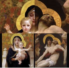 four pictures of the virgin mary and child jesus