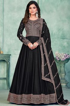 Art Silk Fabric Fancy Embroidered Function Wear Long Anarkali Salwar S Silk Anarkali Suits, Long Anarkali, Silk Anarkali, Designer Salwar Kameez, Designer Anarkali Suits, Anarkali Salwar, Designer Anarkali, Silk Bottoms, Anarkali Gown