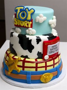 a toy story themed birthday cake on a table