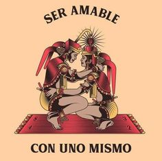 an image of a man sitting on top of a rug with the words ser amable con uno mismo