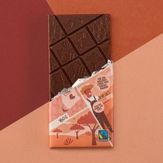 a bar of chocolate with an advertisement on it