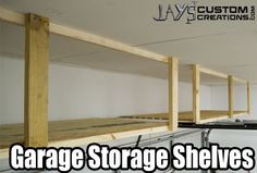 the garage storage shelves are empty and ready to be installed