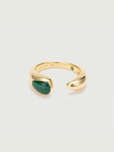 Our Natural Malachite Open Ring is the perfect choice for any fashionista. It features a bold, versatile design that fits multiple finger sizes and is handmade with quality craftsmanship. Enjoy its stylish, yet classic look for the perfect finishing touch to any outfit. Easily adjustable in size and one can gently squeeze it down or open it up to fit the desired finger, perfect for those who like something a little bit different. Details Recycled Silver: 18ct gold vermeil Gemstone: Natural Malac Luxury Jewelry Brands, Mineral Stone, Ring Pendant Necklace, Recycled Silver, Pendant Rings, Open Ring, Moon Stone, Natural Pearls, Jewelry Branding