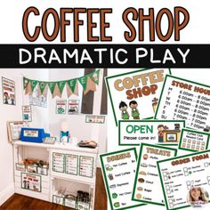 coffee shop dramatic play for kids to learn how to use the word's in their classroom