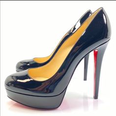 Never Worn! Reposh! Excellent Condition! Verified 100 % Authentic Luxury Black Heels With Rubber Heel Cap, Black Patent Heels, Louis Vuitton Black, Red Bottom, Patent Heels, Red Bottoms, Louis Vuitton Shoes, Heels Pumps, Christian Louboutin Pumps