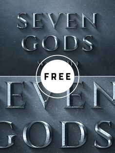 three different types of metal typefaces with the words seven gods and seven god's