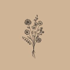 a drawing of some flowers on a brown background with the words, i love you