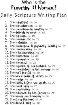 a white sheet with the words who is the proves 31 woman? daily script writing plan