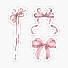 pink bows and ribbons sticker set on white background with space for text or image