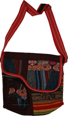 A woven hippie patchwork handmade cotton shoulder bag with a flap and numerous pockets - in black, red and other colors.  The bag is trendy and perfect to carry things you need when you are out and traveling. #tlb #Pocket #Yoga #vacationclothing #beachwrap #bohemianfashion #Handmade #Patchwork #BohemianBag Red Patchwork Shoulder Bag For Daily Use, Red Bohemian Cotton Shoulder Bag, Silly Guy, Hippie Fashion, Boho Handbags