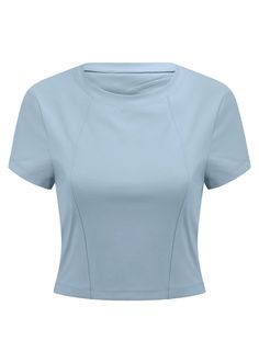 Get the ventilation you want exactly where you need it with the Cutout Active Short Sleeve Crop Top. Crafted from our moisture-wicking Bare Minimum fabric, this top feature flattering over-bust panel lines, a high neck and capped sleeves for the ultimate short sleeve crop top look.  

Whether you're hitting the gym or just on the move, the coverage and fit of this blue short sleeve crop top guarantees comfort and confidence. Pair it effortlessly with your favorite bike shorts or leggings and sta Seamless Short Sleeve Sportswear Top, Blue Short Sleeve Activewear For Gym, Compressive Short Sleeve Sports Top, Compressive Fit Short Sleeve Sportswear Top, Blue Short Sleeve Sportswear Top, Sports Bra Set, Active Top, Short Sleeve Crop Top, Bare Minimum