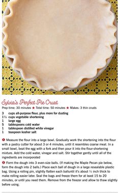 an image of a pie crust with instructions on the bottom and in the top right corner