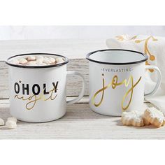 Enamel Campfire Style Christmas Mug - O'Holy night | oak7west.com Mugs Christmas, Joy Of The Lord, O Holy Night, Christmas Style, Hot Soup, Holy Night, Christmas Fashion, Christmas Mugs, White Enamel