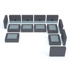 a group of gray boxes sitting next to each other