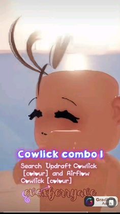 an animated image of a baby with the caption cowlick combl search update