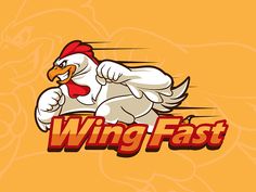 the logo for wing fast is shown on an orange background