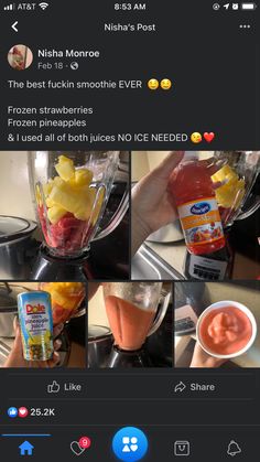 a blender filled with fruit and yogurt on top of a counter