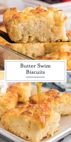 buttery biscuits are being drizzled with syrup