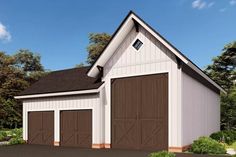 a two car garage is shown in this rendering