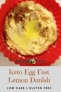 keto egg fast lemon danish on a red paper plate