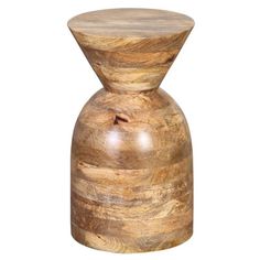 a small wooden vase sitting on top of a white background