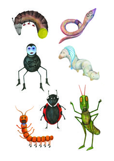 an image of bugs and insects on a white background