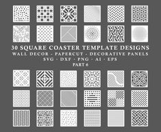 30 square coaster template designs for wall decor, decorative panels and paper arts part 6