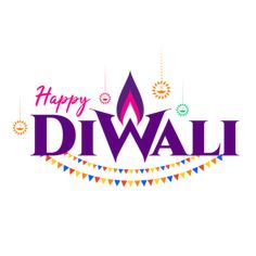 happy diwali with colorful garlands and fireworks