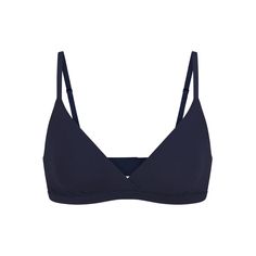 Fits Everybody Crossover Bralette - Navy | SKIMS Knitted Suit, Triangle Bralette, Sand Color, Front Design, Wide Straps, Boy Shorts, Bra Sizes, Ultra Violet, Crossover