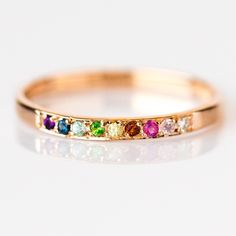 14K Rainbow Ring in Rose Gold Rainbow Wedding Band, King Ring, Rainbow Ring, Dainty Rose, Rainbow Wedding, Rose Gold Morganite, Rainbow Rings, Gay Wedding