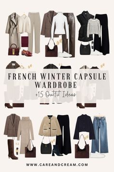 The timeless elegance of French winter wardrobe essentials is the perfect inspiration for your winter capsule wardrobe. Our blog post offers 25+ winter basics wardrobe essentials, along with 15 chic French winter outfit. Learn to curate your own French capsule wardrobe with these winter basics. Master how to dress like a French woman in winter. Cold weather outfits, capsule wardrobe outfits winter, French winter fashion women. Winter Capsule Wardrobe 2024 Travel, French Clothes