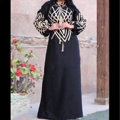 New Black Abaya Dress Black Long Sleeve Abaya For Fall, Fitted Black Abaya For Eid, Formal Maxi-length Abaya For Fall, Elegant Fitted Black Abaya, Black Maxi Dress For Eid Evening, Black Maxi Dress For Evening And Eid, Black Maxi Dress For Eid, Elegant Black Long Abaya, Spring Black Maxi Length Abaya