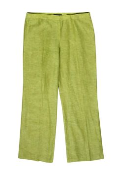 Current Boutique-Lafayette 148 - Chartreuse Linen Blend Wide Leg Trousers Sz 16 Stretch Linen Summer Pants, Green Straight Leg Bottoms For Spring, Spring Green Straight Leg Pants, Stretch Linen Pants For Spring, Spring Linen Stretch Pants, Spring Stretch Linen Pants, Stretch Linen Bottoms For Workwear, Green Linen Straight Pants, Spring Linen Straight Leg Pants