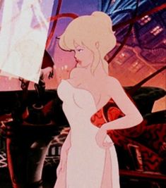 an animated image of a woman in a white dress