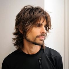 Shaggy Men's Haircut with Bangs - Top 2024 Trends Unveiled 70s Shag Haircut Men, Queer Haircuts Long, Man Mullet, Queer Hair, Cyberpunk Tattoo, Guy Haircuts Long, 70s Hair, Shaggy Haircuts, Men's Wigs