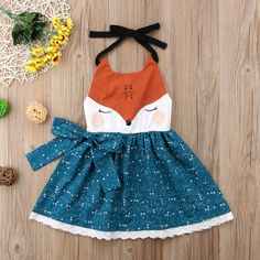 Brand New In Package Cotton/Polyester Baby Mode, Fox Dress, Toddler Romper, Sleeveless Dress Summer, Baby Outfits, Flower Girl Dress, Petite Outfits, Sewing For Kids