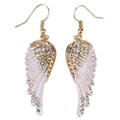 PRICES MAY VARY. Wing measures 1.5 inch long, 0.6 inch wide, earrings overall length is 2.25 inch Crystal & AB crystals, some stones show different colors from different angles, we call them AB crystals Great angel wing accessories, these earrings add to any outfit without being too heavy or bulky, there are matching necklaces, brooch pendants, rings in our store Comes in a beautiful jewelry box, a thoughtful gift that will be cherished for years to come Guardian Angel Wings, Crystal Angel, Pearl Strands Necklace, Biker Jewelry, Crystal Angels, Vintage Cowgirl, Earrings Christmas, Silver Accessories, Jewelry Women