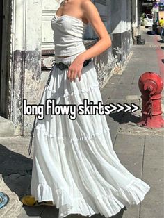 mine  #clothes #skirts #girlhood #whisper Long Natural Curly Hair, Girlhood Whisper, Clothes Skirts, Long Flowy Skirt, Dress Design Sketches, Hashtag Relatable, Fire Fits, Relatable Post Funny