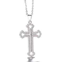 Display Your Faith in Simple Elegance with this Glistening White CZ Sterling Silver Cross Necklace Material: sterling silver stamped 925 Measurements: necklace:18 in with no extension, pendent: 0.75 in (Loop Style), 1 in (Solid Style) Elegant gift box included Do you wish this necklaces was just a little bit longer? Add one of these stainless steel necklace extender to achieve the perfect length, available in gold or silver tone. Silver Cross Necklace, Sterling Silver Cross Necklace, Necklace Extender, Sterling Silver Cross, Steel Necklace, Silver Cross, Simple Elegance, Stainless Steel Necklace, Elegant Gift