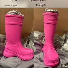 Never Worn Balenciaga Boots Designer Pink Boots With Round Toe, Designer Pink Round Toe Boots, Balenciaga Boots, Shoes Balenciaga, Balenciaga Women, High Fashion Outfits, Balenciaga Black, Fresh Shoes, Block Heel Ankle Boots