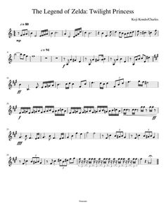 the legend of zelda twilight princess is shown in this sheet music arrangement for violin