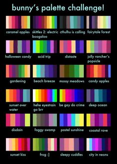 the color scheme for bunny's palette challenge is shown in black and has different colors