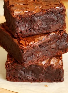 three brownies stacked on top of each other