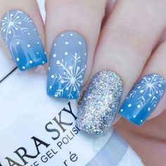 Xmas Nail Designs, Snowflake Nail, Nails Pretty, Holiday Nail Designs