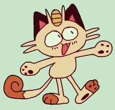 an image of a cartoon cat with big eyes and claws on it's back legs