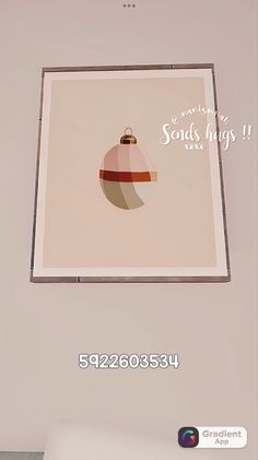 an image of a christmas ornament hanging on the wall above a bed in a bedroom